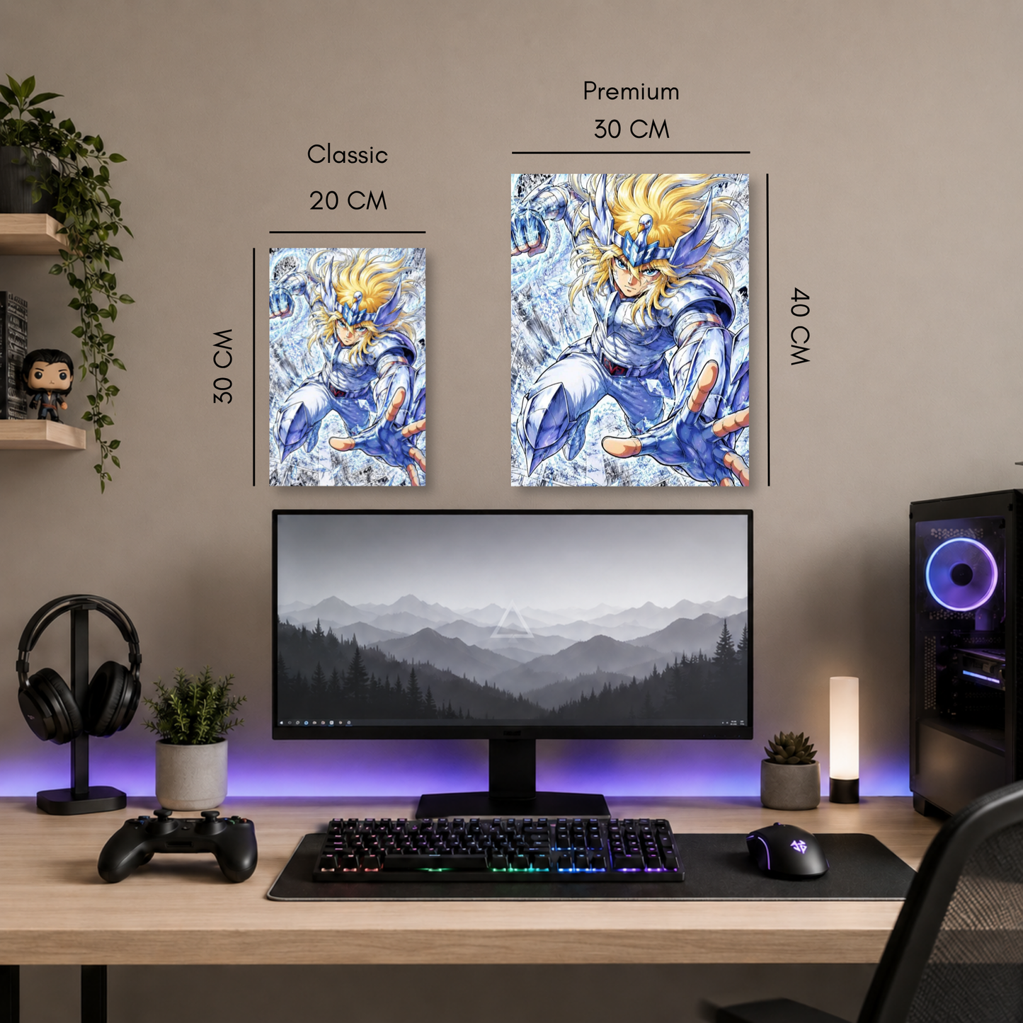 Poster metalizado de Caballeros del Zodiaco, diseño 6, cuadro decorativo anime en aluminio