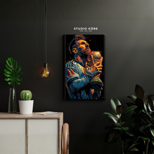 Cuadro Messi Campeón Decorativo Premium