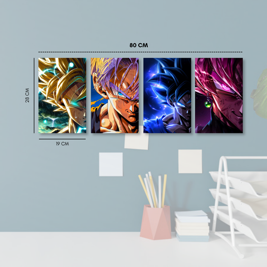 Cuadro decorativo MDF mosaico 4 piezas Dragon Ball diseño 1