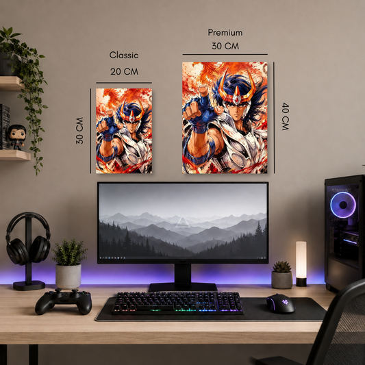 Poster metalizado de Caballeros del Zodiaco, diseño 1, cuadro decorativo anime en aluminio