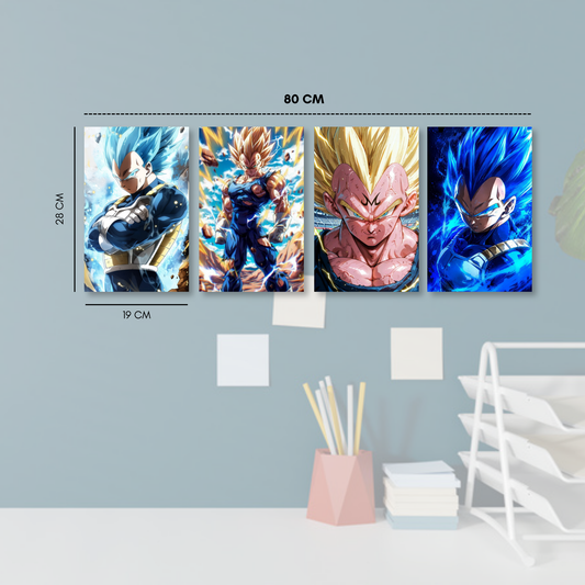 Cuadro decorativo MDF mosaico 4 piezas Dragon Ball diseño 2