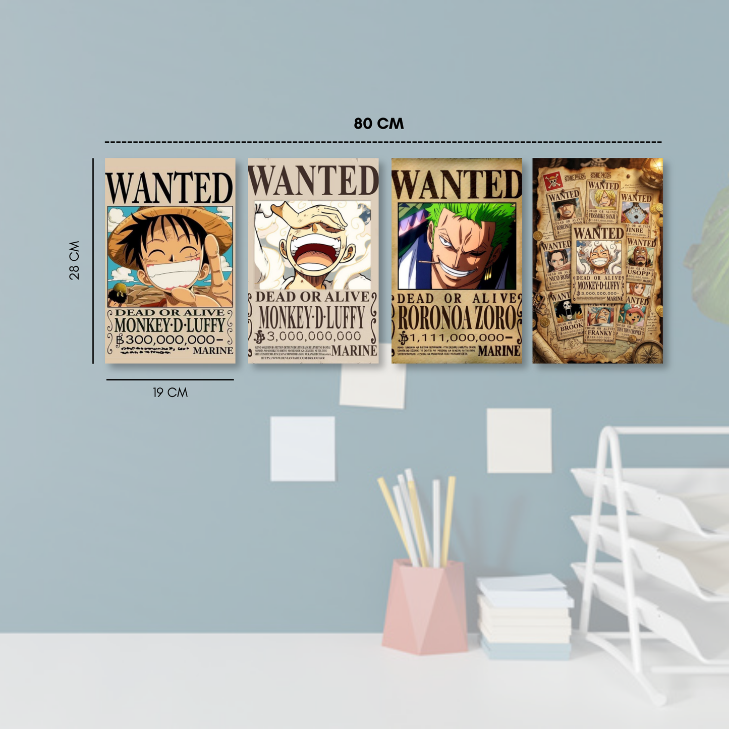 Cuadro decorativo MDF mosaico 4 piezas One Piece diseño 2