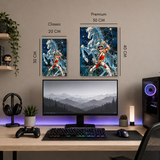 Poster metalizado de Caballeros del Zodiaco, diseño 2, cuadro decorativo anime en aluminio