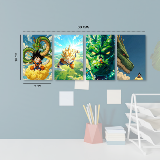 Cuadro decorativo MDF mosaico 4 piezas Dragon Ball diseño 3