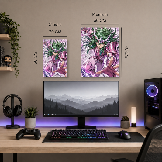 Poster metalizado de Caballeros del Zodiaco, diseño 5, cuadro decorativo anime en aluminio