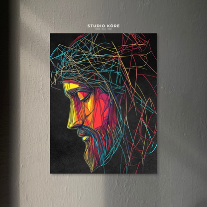 Cuadro Cristo Geométrico de Luz Decorativo Premium