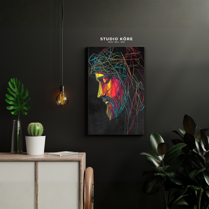 Cuadro Cristo Geométrico de Luz Decorativo Premium