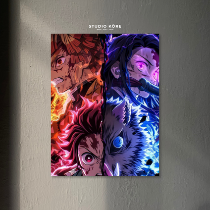 Cuadro Demon Slayer Choque de Elementos Decorativo Premium