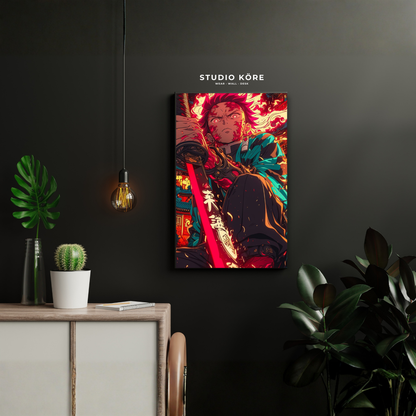 Cuadro Demon Slayer Rengoku Llama Eterna Decorativo Premium