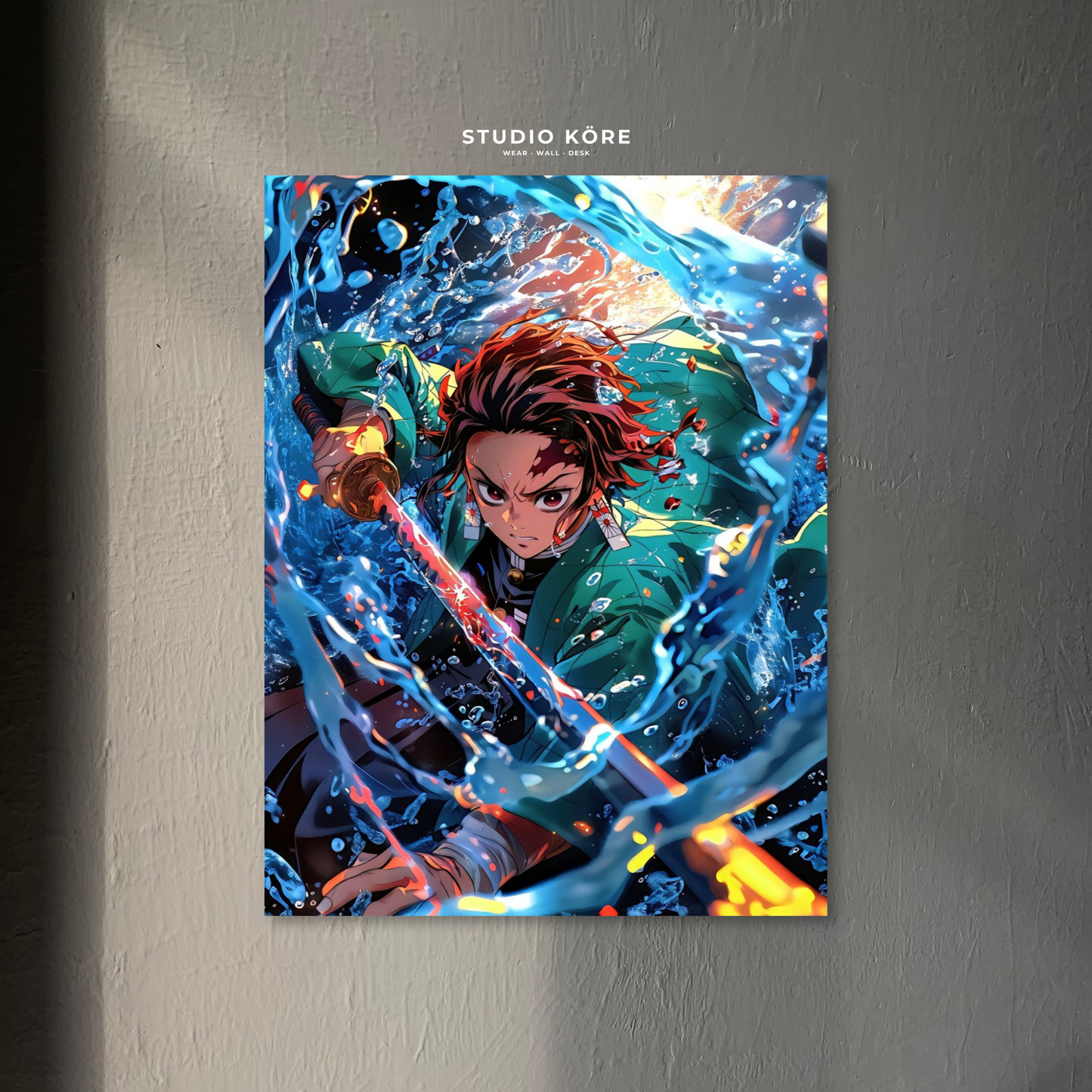 Cuadro Demon Slayer Tanjiro Respiración del Agua Decorativo Premium