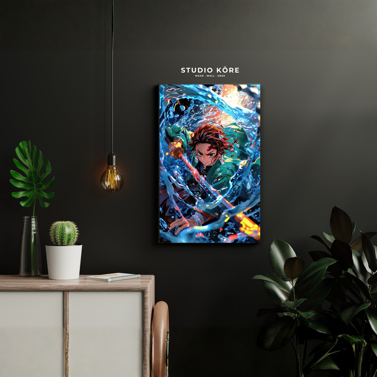 Cuadro Demon Slayer Tanjiro Respiración del Agua Decorativo Premium