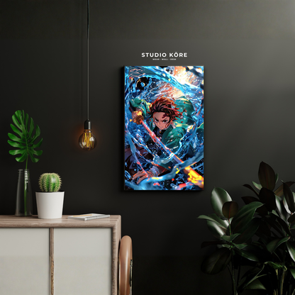 Cuadro Demon Slayer Tanjiro Respiración del Agua Decorativo Premium