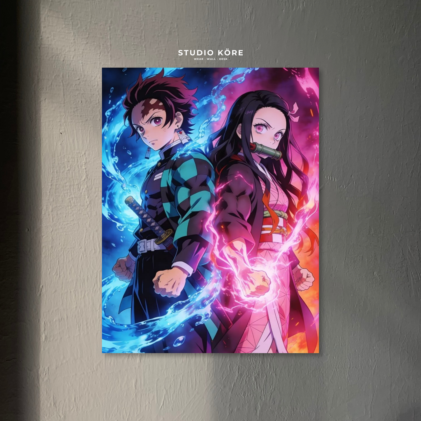 Cuadro Demon Slayer Tanjiro y Nezuko Lazos de Sangre Decorativo Premium
