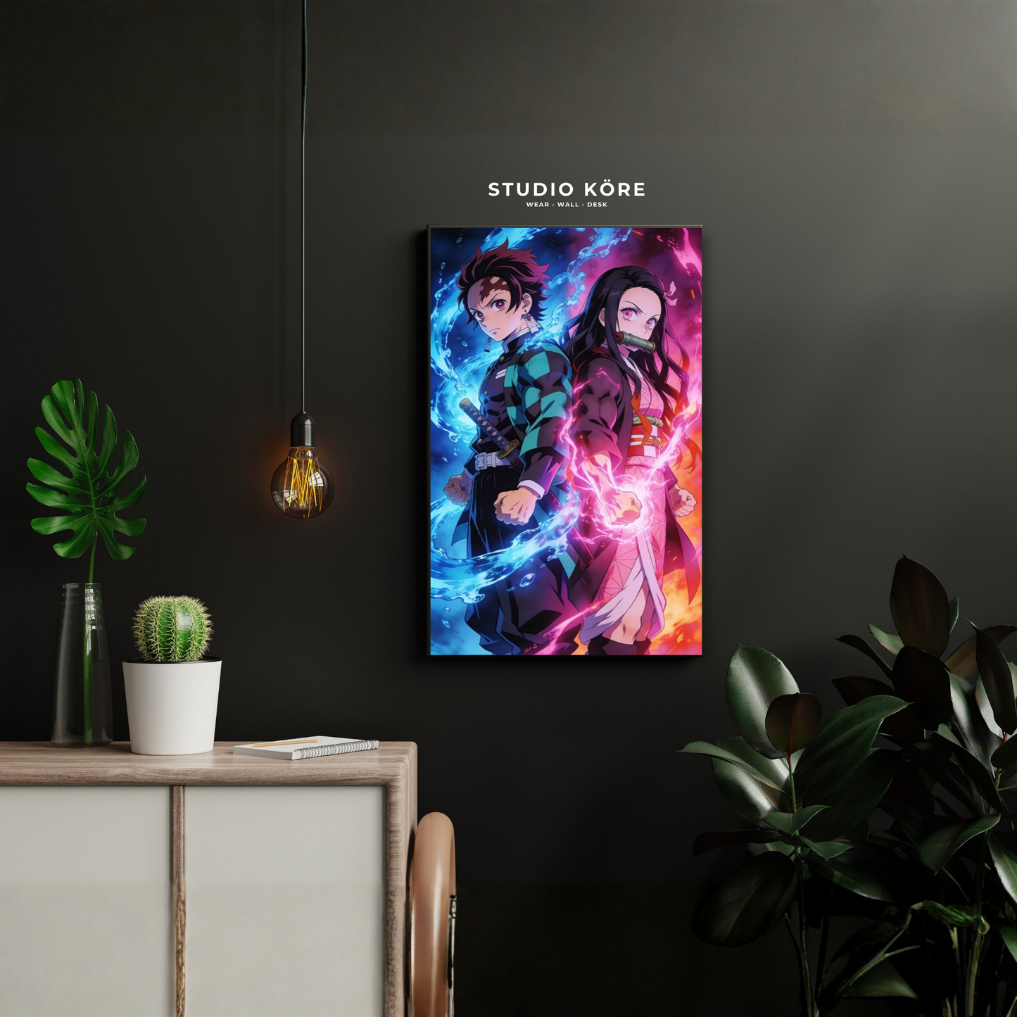 Cuadro Demon Slayer Tanjiro y Nezuko Lazos de Sangre Decorativo Premium