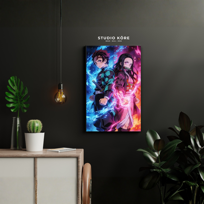Cuadro Demon Slayer Tanjiro y Nezuko Lazos de Sangre Decorativo Premium