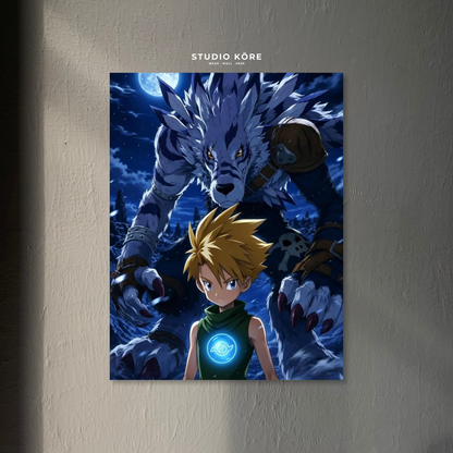 Cuadro Digimon Matt y WereGarurumon Decorativo Premium