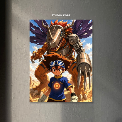 Cuadro Digimon Tai y MetalGreymon Decorativo Premium