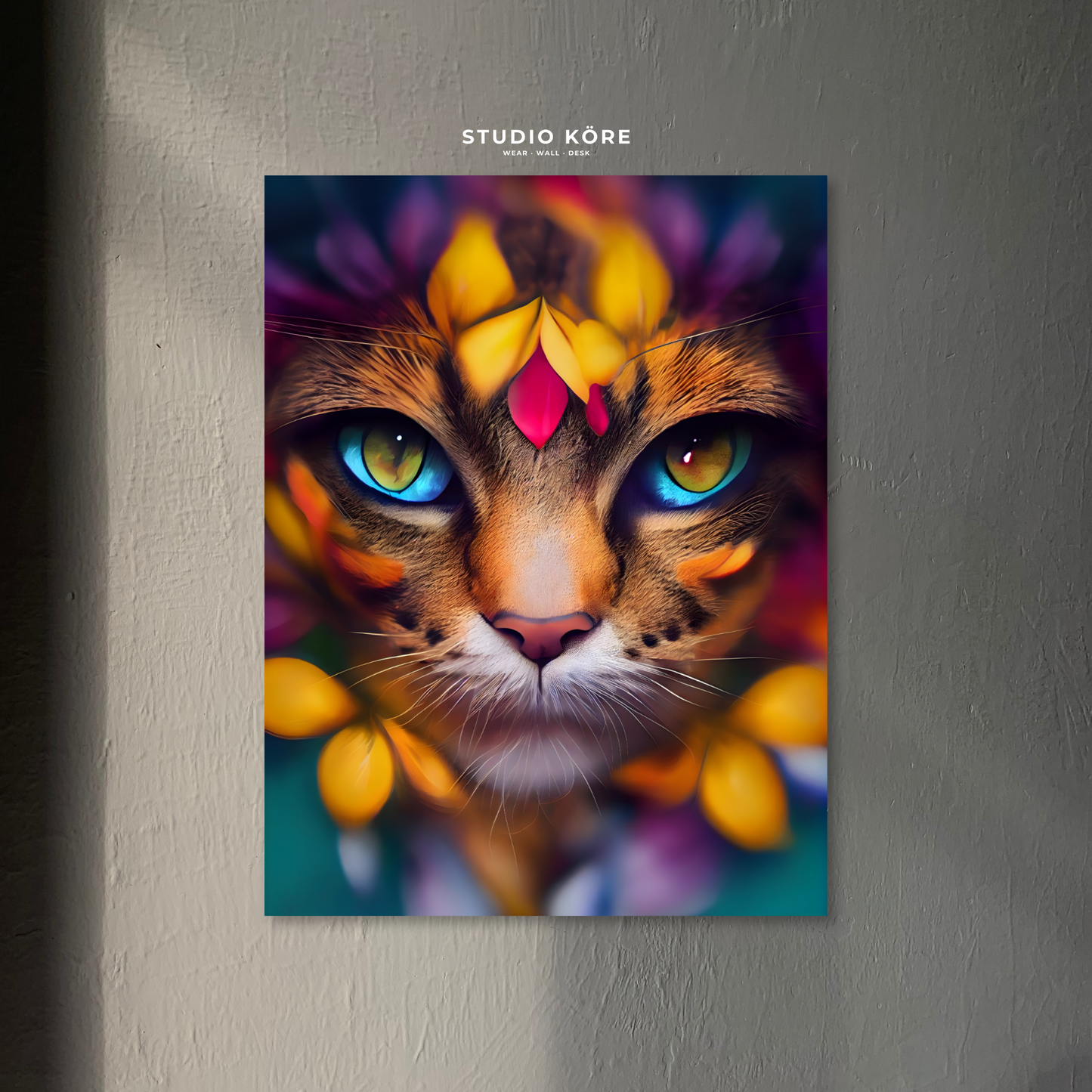 Cuadro Gato Floral Decorativo Premium