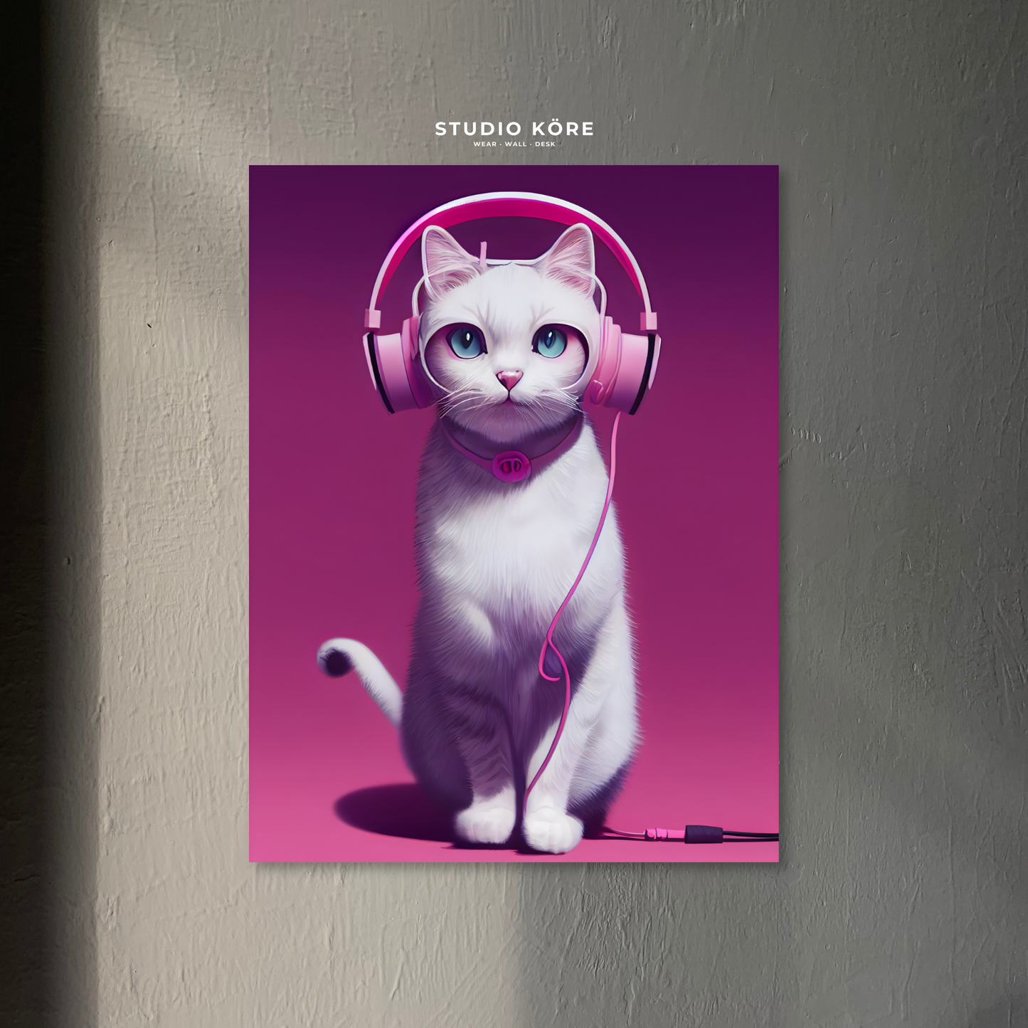 Cuadro Gato con Audífonos Decorativo Premium
