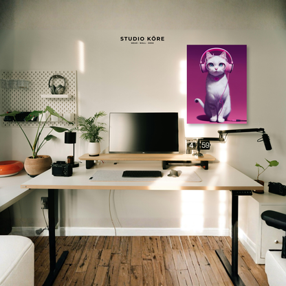 Cuadro Gato con Audífonos Decorativo Premium