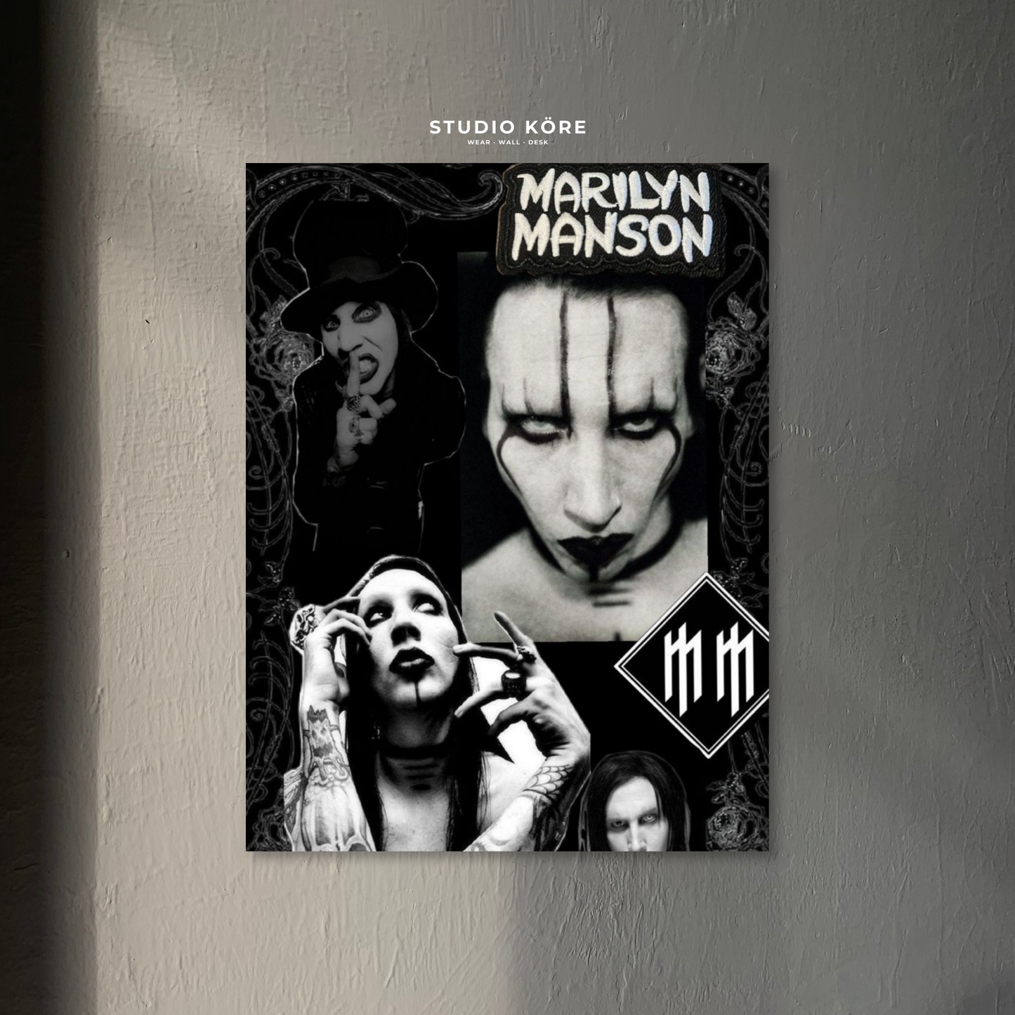 Cuadro Marilyn Manson Gothic Collage Decorativo Premium