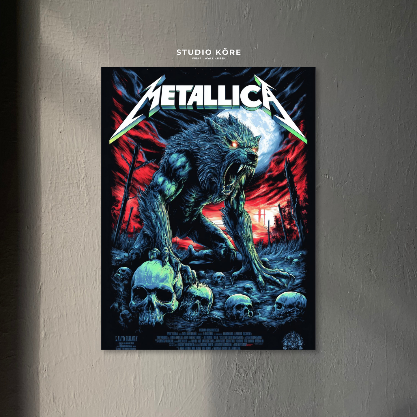 Cuadro Metallica Wolf of the Night Decorativo Premium