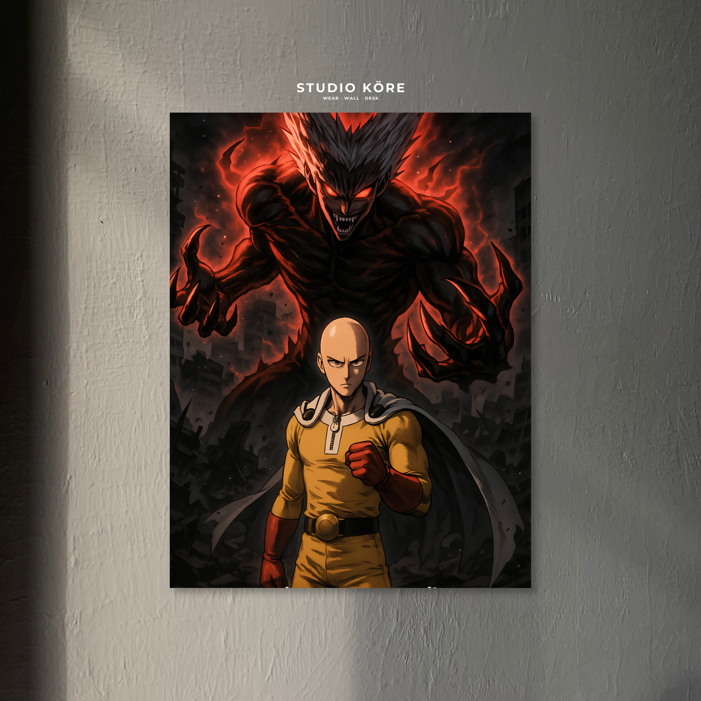 Cuadro One Punch Man Saitama vs Garou Decorativo Premium