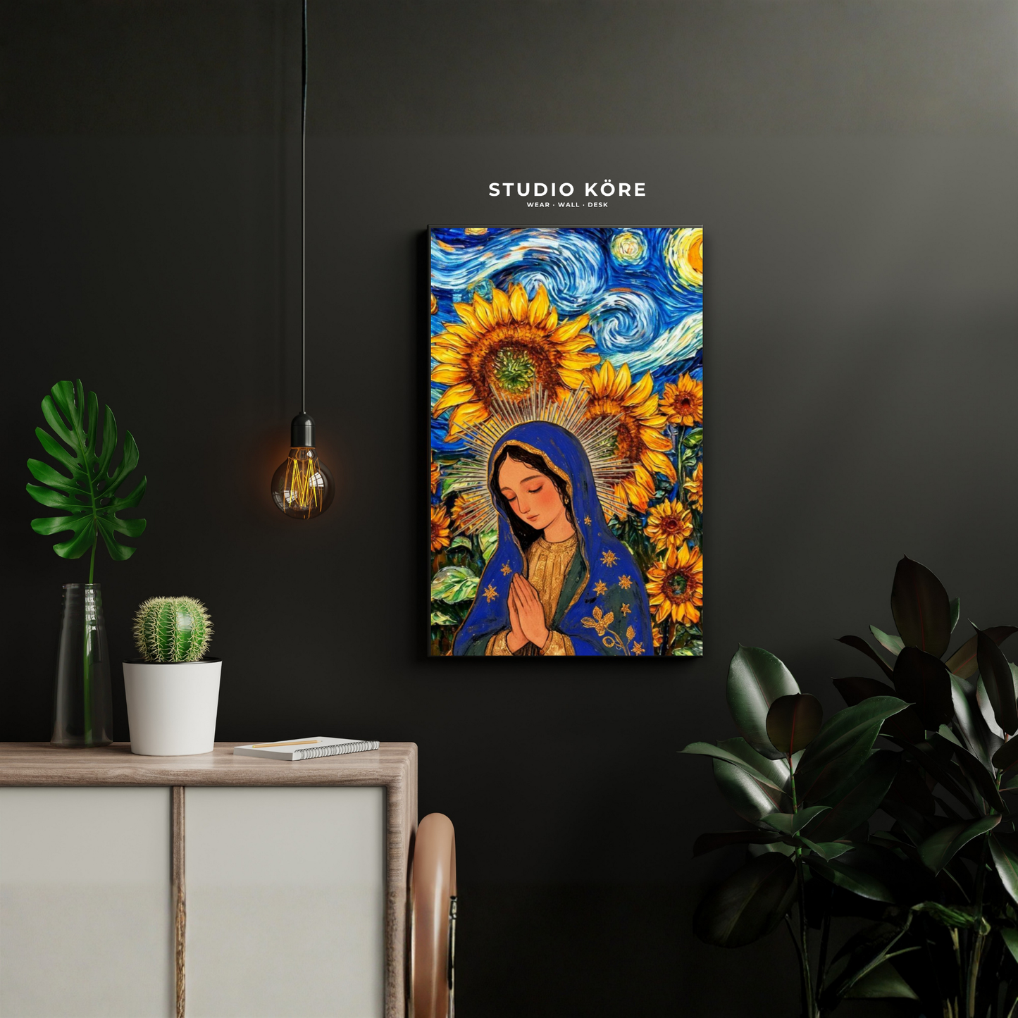 Cuadro Virgen de Guadalupe entre Girasoles Decorativo Premium