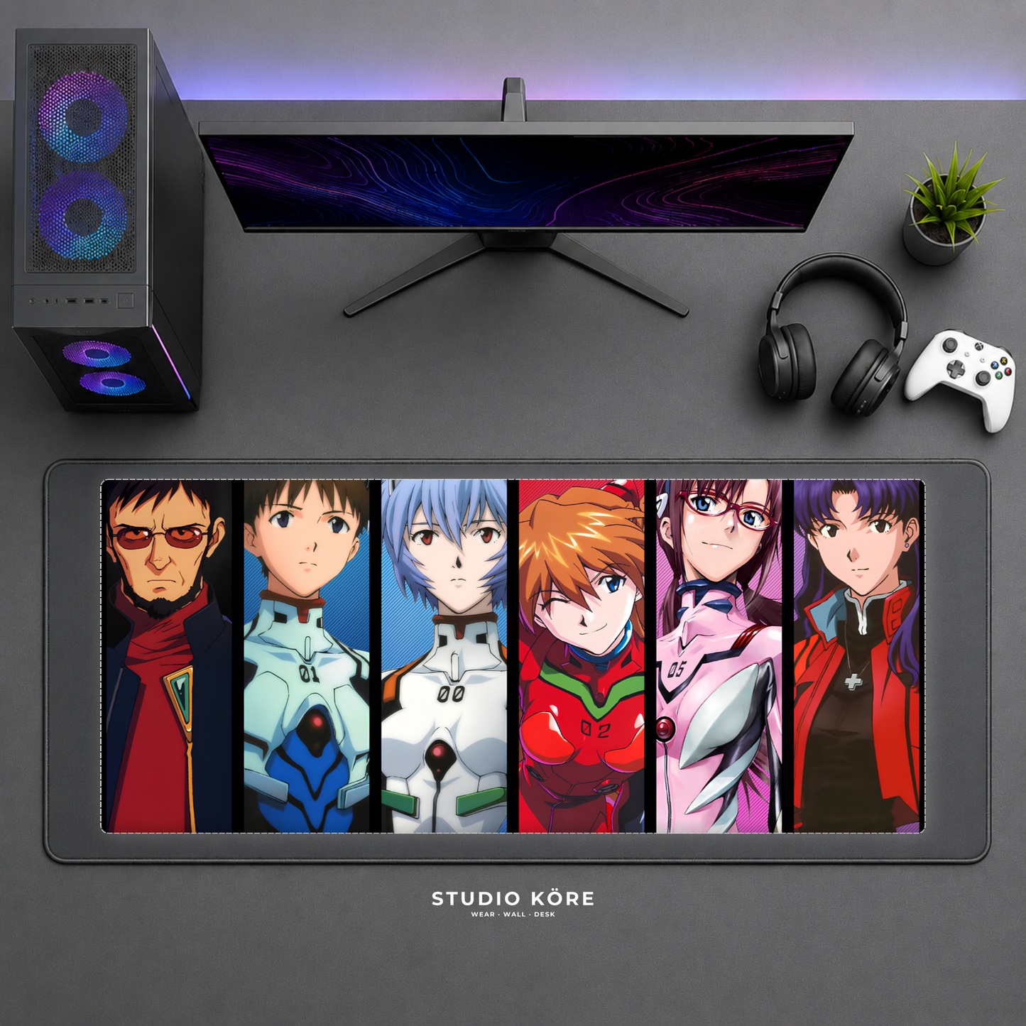 Gamer Pad Mouse XL 60×30 cm – Evangelion Pilotos