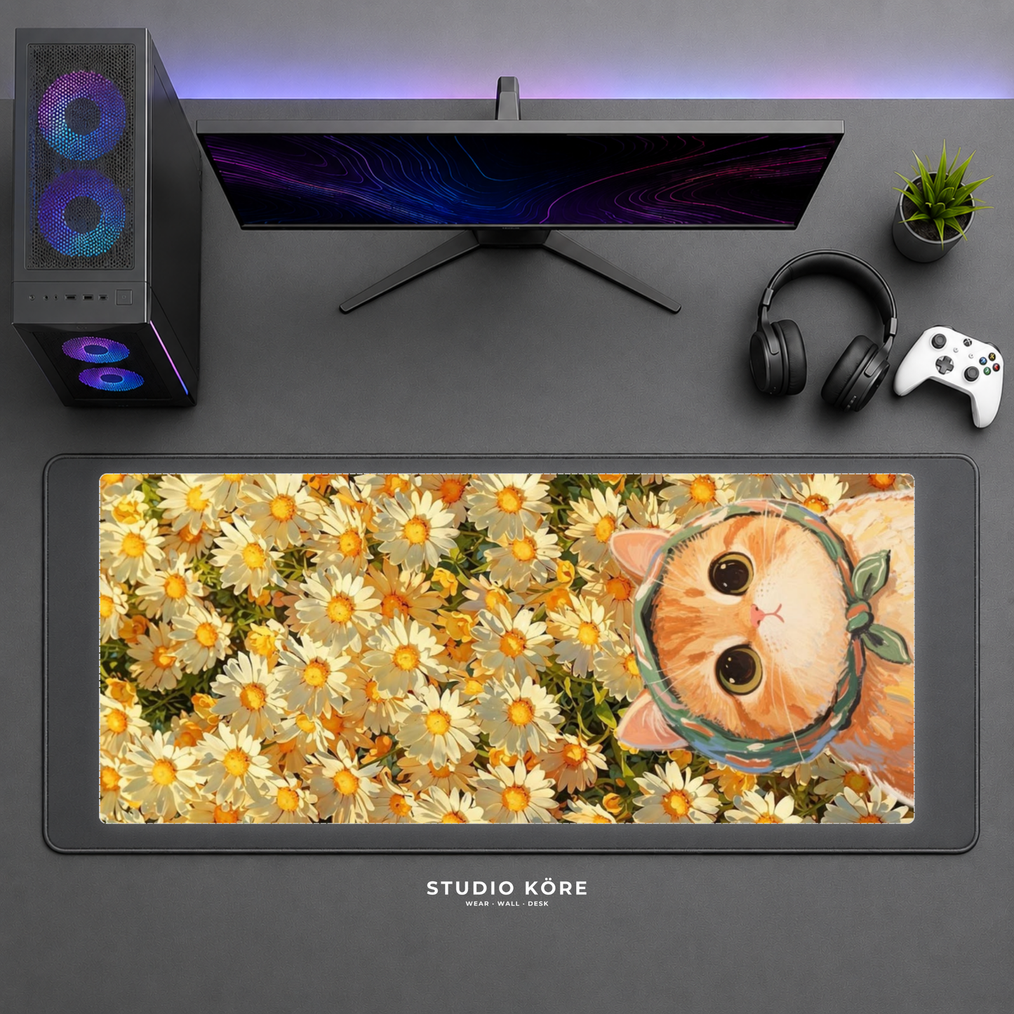 Gamer Pad Mouse XL 60×30 cm – Michi entre Margaritas