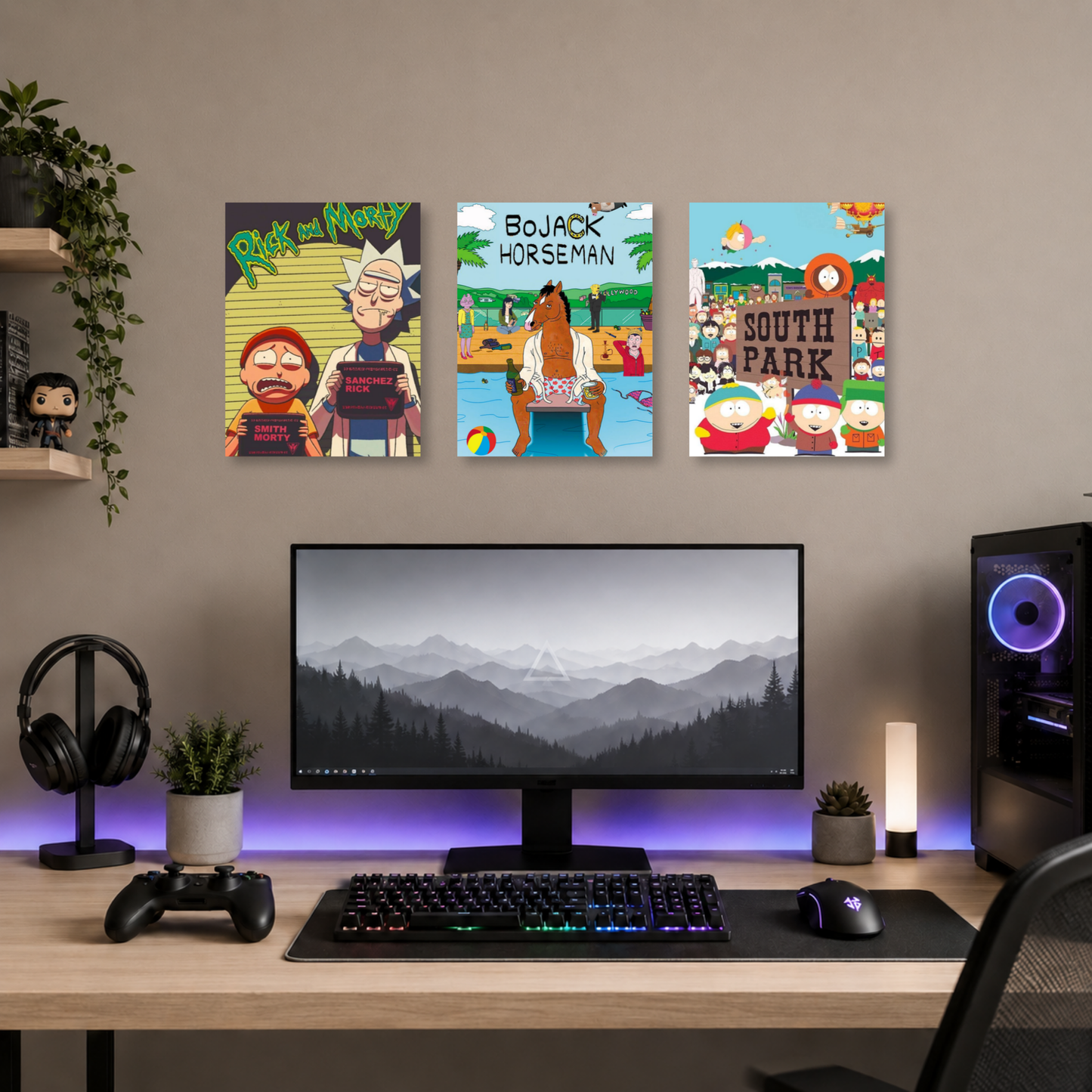 Set de 3 Posters Metalizados 30×20 cm TV Animado Adulto