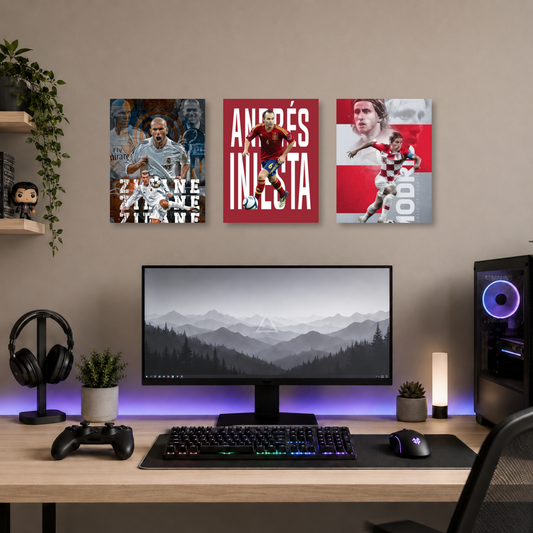 Set de 3 Posters Metalizados 30×20 cm Medio Campo
