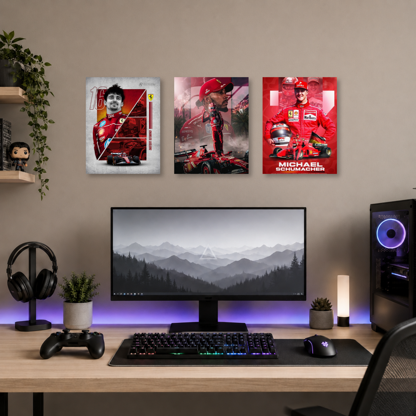 Set de 3 Posters Metalizados 30×20 cm Ferrari F1