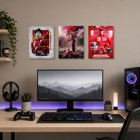 Set de 3 Posters Metalizados 30×20 cm Ferrari F1