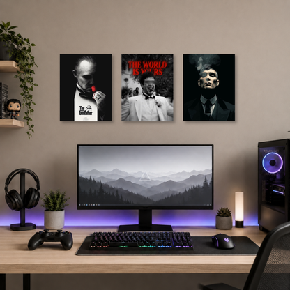 Set de 3 Posters Metalizados 30×20 cm Mafia Poder