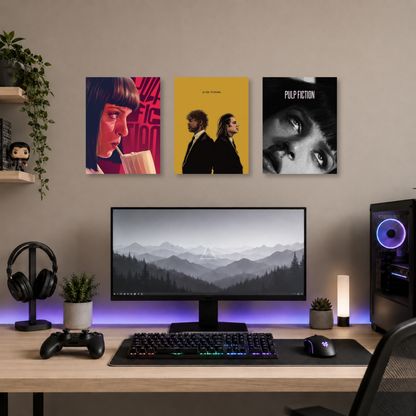 Set de 3 Posters Metalizados 30×20 cm Pulp Fiction