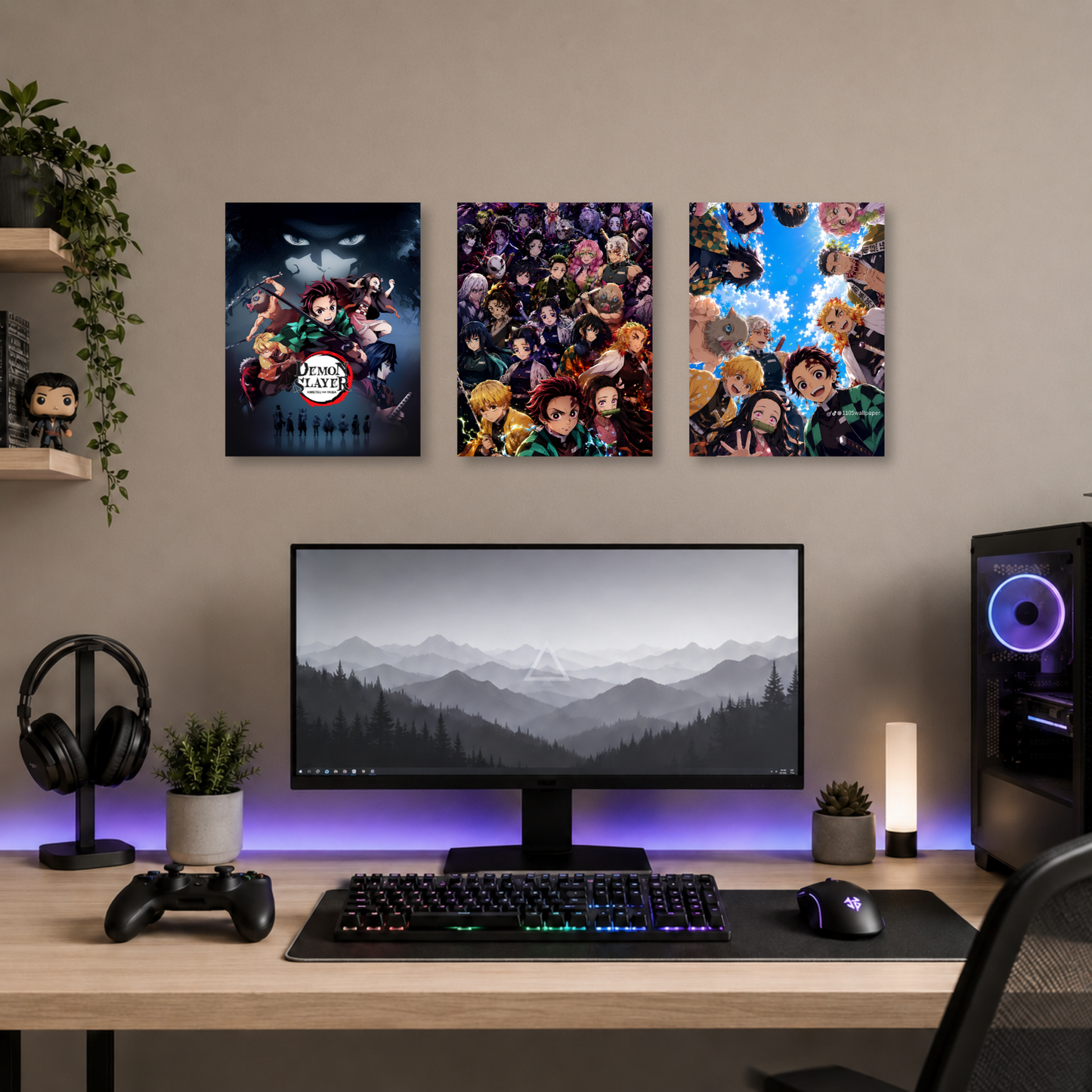 Set de 3 Posters Metalizados 30×20 cm Demon Slayer