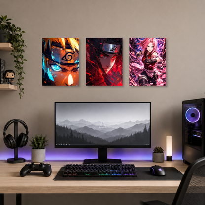 Set de 3 Posters Metalizados 30×20 cm Naruto