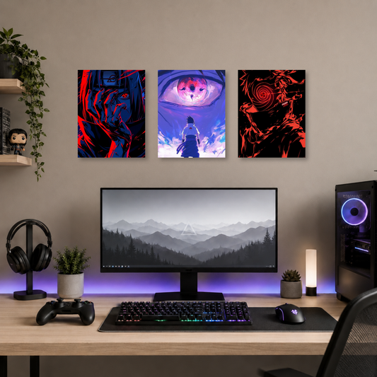 Set de 3 Posters Metalizados 30×20 cm Naruto Sharingan