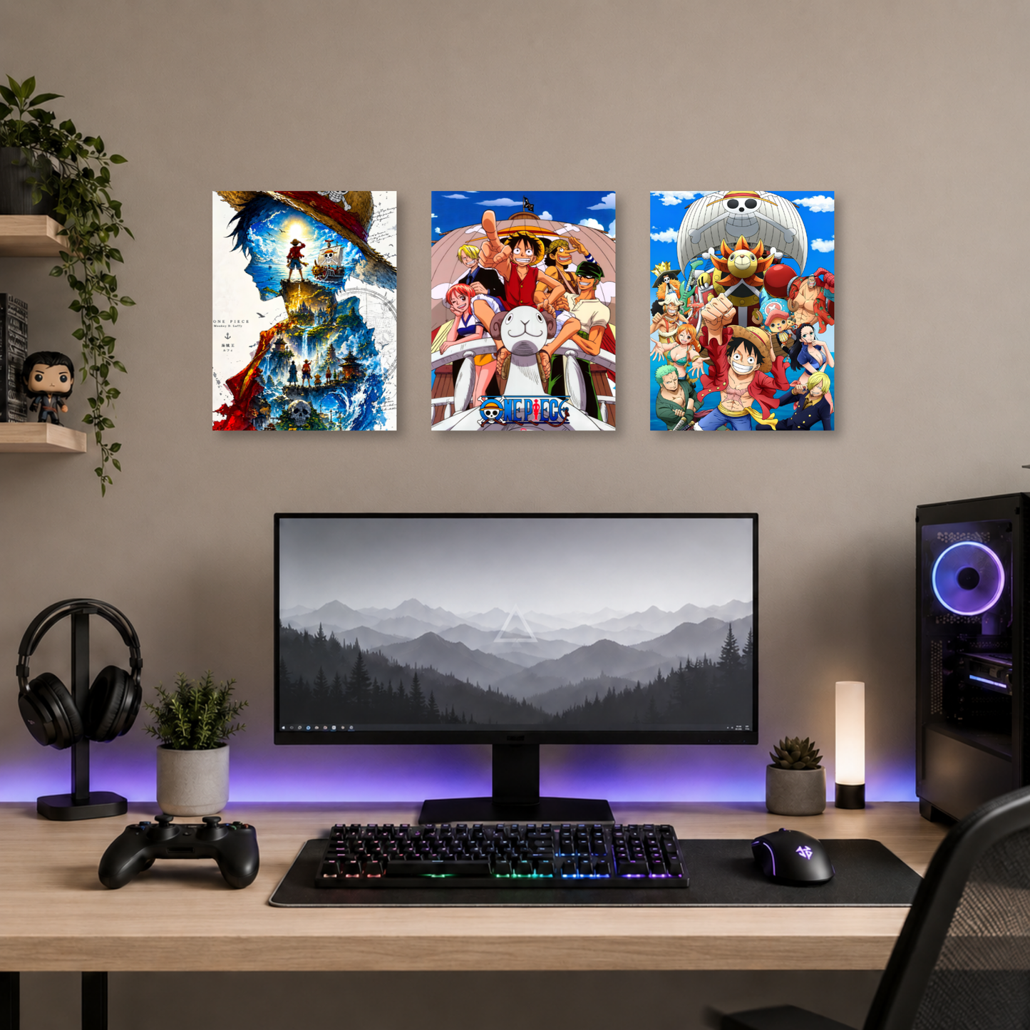 Set de 3 Posters Metalizados 30×20 cm One Piece