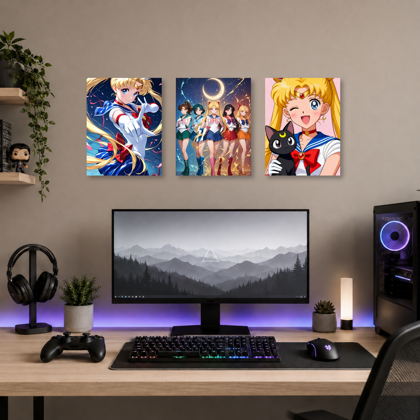 Set de 3 Posters Metalizados 30×20 cm Sailor Moon