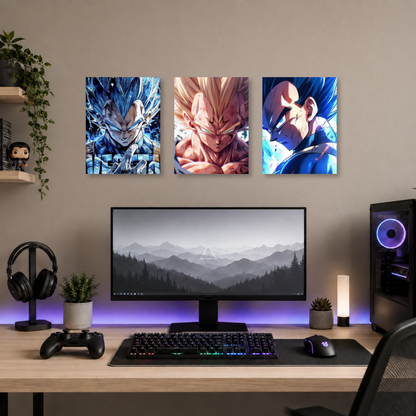 Set de 3 Posters Metalizados 30×20 cm Vegeta